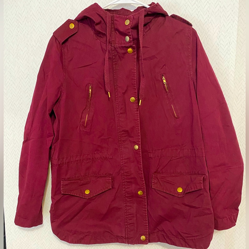Maroon Lightweight Canvas Style Jacket